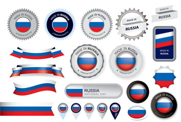 Made in Russia Seal, Russian Flag (Vector Art)