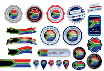 Made in South Africa Seal, South African Flag (Vector Art) - 96689547