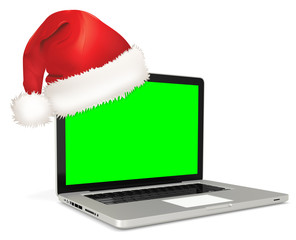 3d detailed laptop with santa's hat
