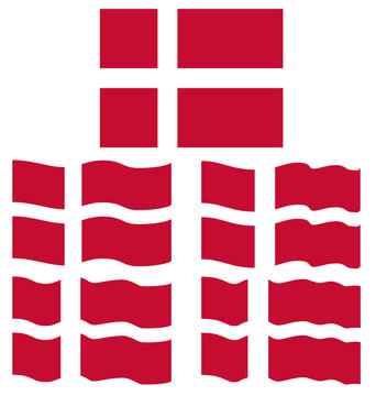 Flat and Waving Flag of Denmark