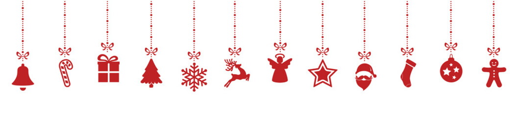 christmas decoration elements hanging isolated background