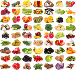 Collection of fresh fruits and vegetables