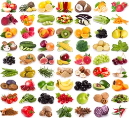 Rolgordijnen Verzameling van verse groenten en fruit © valery121283