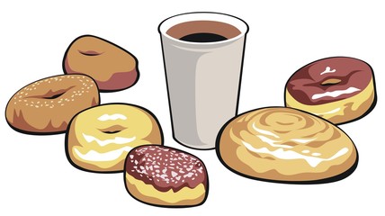 A morning shot of sugar and caffeine. All separate layers in the vector version. 