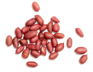 Peanuts on a white background. close