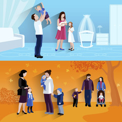 Parenthood 2 flat banners icomposition