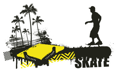 skater with grunge summer scene © locotearts