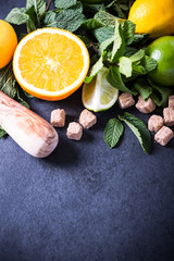 Homemade lemonade ingredients background