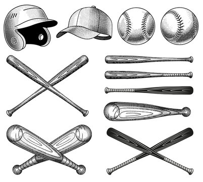 Vector Baseball Equipment illustrations
