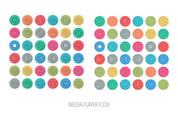 Set of media player icon,Vector EPS10.