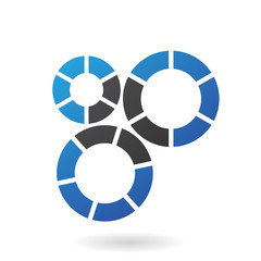 Blue and Black Cogs Abstract Icon