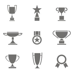 Conjunto aislado de iconos de trofeos y premios