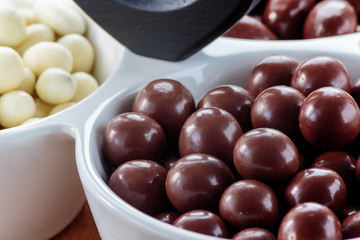 Chocolate dragee close up