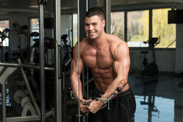 Fototapeta na wymiar Chest Workout Cable Crossover