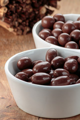 Chocolate dragee close up