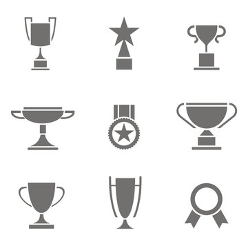 Conjunto aislado de iconos de trofeos y premios