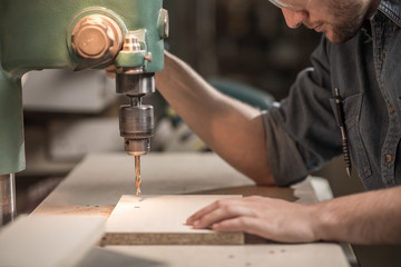 Carpenter working with precision