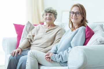 Daughter visiting elder mother