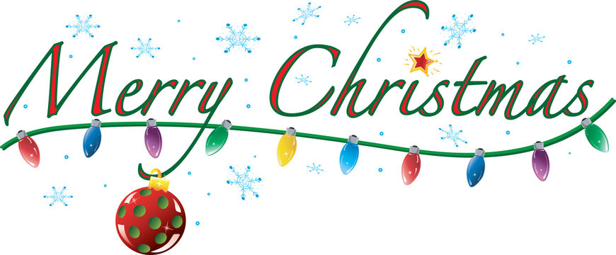 Colorful text with images that says Merry Christmas
