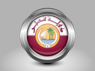 Qatar Coat of Arms. Metal Round Icon