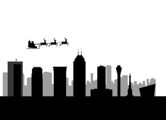 Fototapeta premium santa flying city of indianapolis