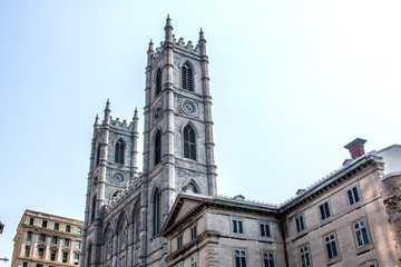 Naklejka premium Notre-Dame Basilica Montreal (Basilique Notre-Dame de Montréal) Place d'Armes Québec Canada