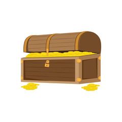 treasure chest. vector illustration of box with gold coins