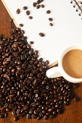 Cup of coffee with book