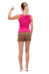 Back view of  woman thumbs up