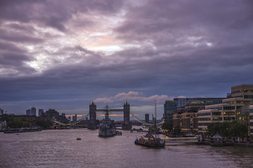 Sunrise at the Tower Bridge, London