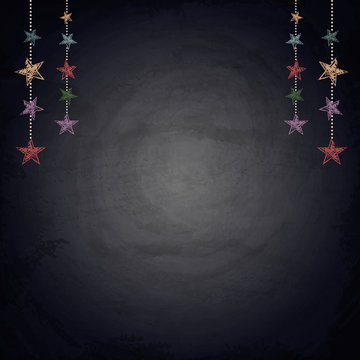 Chalkboard background with drawing bunting stars