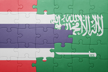 puzzle with the national flag of saudi arabia and thailand