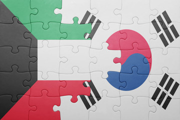 puzzle with the national flag of south korea and kuwait