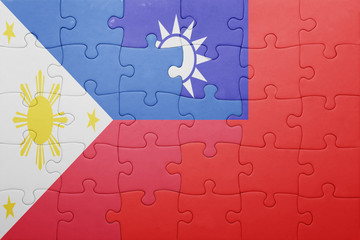 puzzle with the national flag of taiwan and philippines - Powered by Adobe