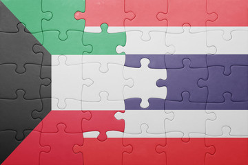 puzzle with the national flag of thailand and kuwait
