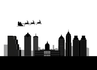 Fototapeta premium santa flying city by the city of atlanta