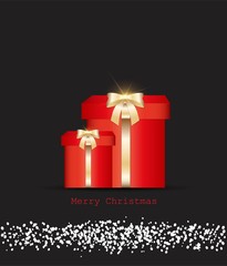 vector gift box with snow on black background