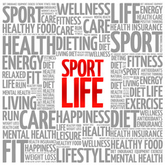 Obraz premium Sport Life word cloud background, health concept