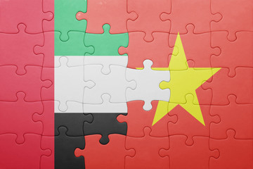 puzzle with the national flag of vietnam and united arab emirates