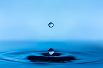 Falling water drop and splash