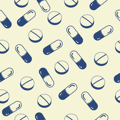 Capsules and Pills seamless pattern, medicament - 