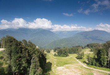 Naklejka premium Mountain landscape day Rosa Khutor in Krasnaya Polyana in the summer