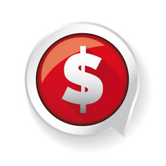 US dollar red circle glossy web icon