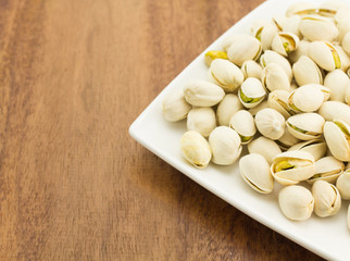 Pistachio nuts in close up