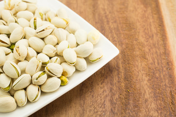 Pistachio nuts in close up