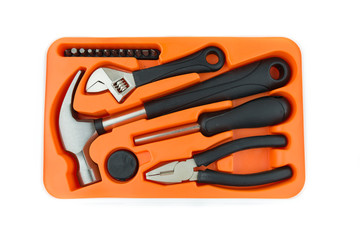 hardware tool set  hammer screwdriver wrench