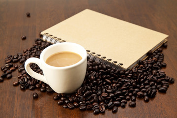Coffee beans with book