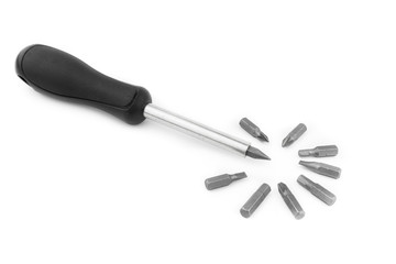 Changeable screwdriver head set, isolate background