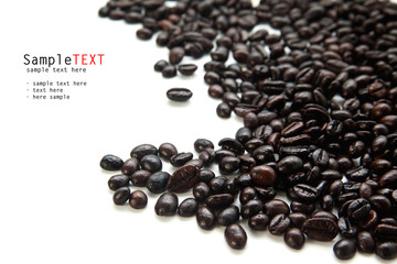 Coffee beans on white background