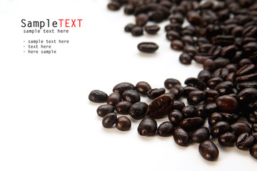 Coffee beans on white background